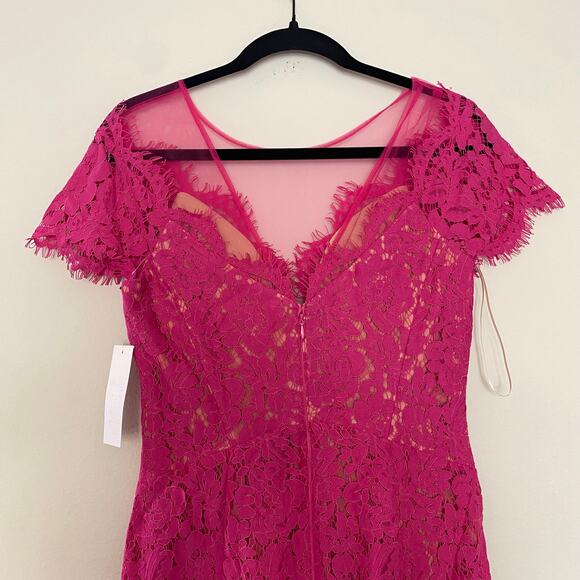 NWT RENE RUIZ COLLECTION Pink Illusion Neckline Lace Dress sz 6 - Picture 5 of 5